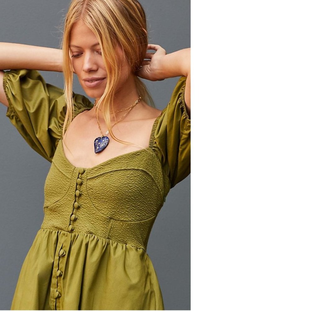 ANTHROPOLOGIE Maeve Puff-Sleeved Sweetheart Mini dress size S new with tag - Picture 8 of 8
